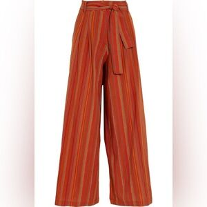 NWOT Vanessa Bruno Nagia Belted Striped Cotton Wide-leg Pants Size 36